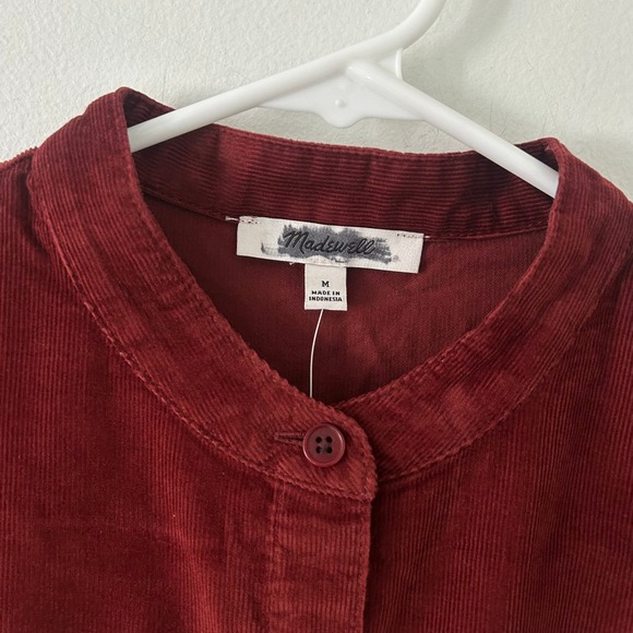 Madewell Corduroy Puff Sleeve Button Up Shirt Burgundy M Medium NewNW743 - Picture 3 of 8